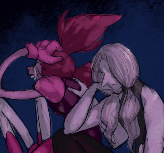 darla the pearl comforting a crying spinel